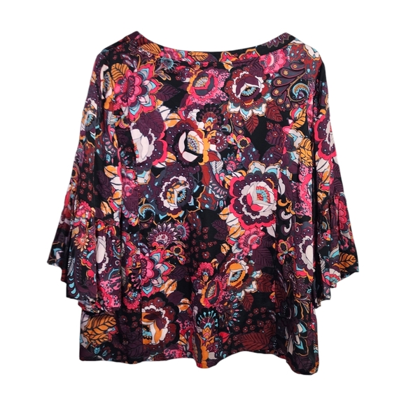 ANTHROPOLOGIE x‎ ODD MOLLY floral blouse satin feel moody dark floral 2 - Picture 2 of 6